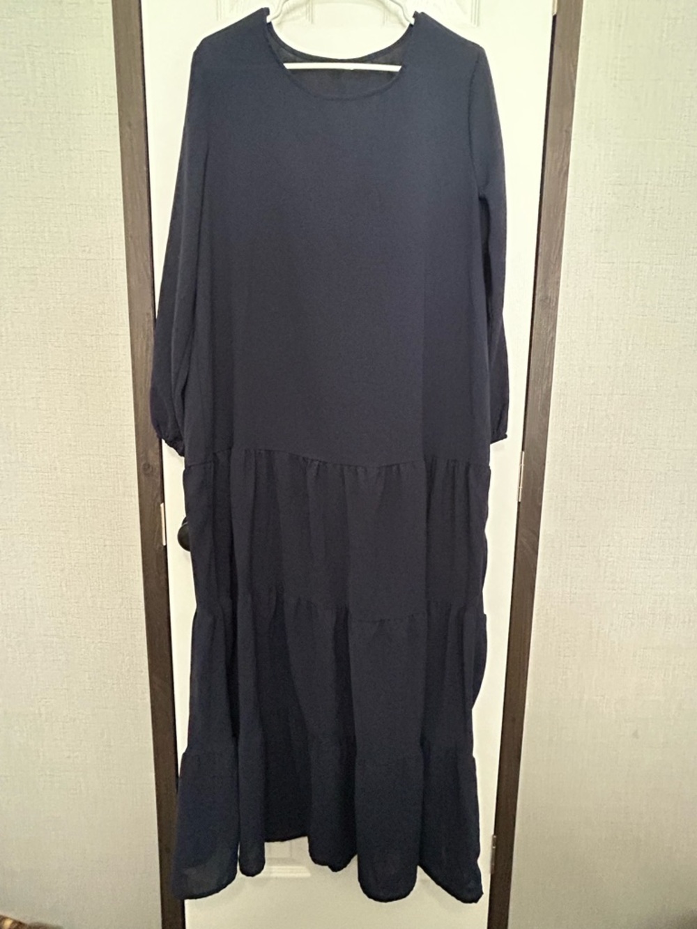 Long Sleeve Tiered Maxi Dress - Black